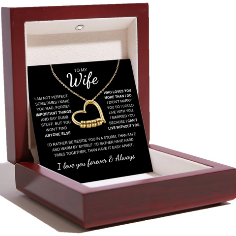 Heart Necklace with Engraved Name Beads