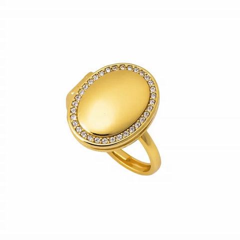 Oval Locket Ring with Photo