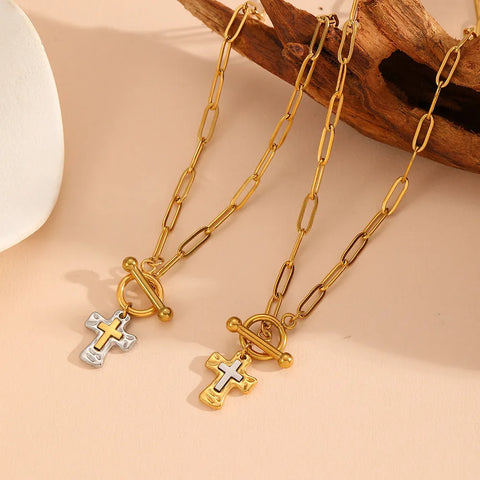 Hammered Cross Necklace – Statement of Faith Jewelry