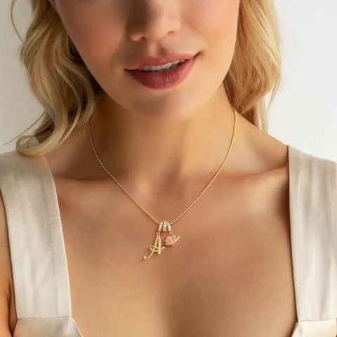 Initial Heart Charm Necklace
