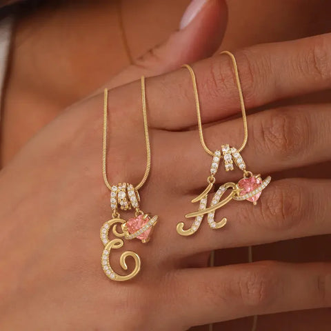 Initial Heart Charm Necklace