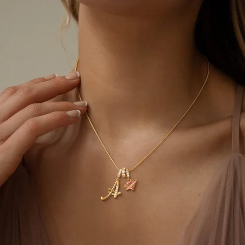 Initial Heart Charm Necklace