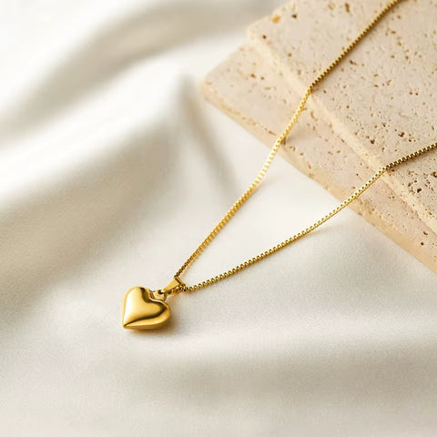 Gold Heart Necklace – 14K Gold Dipped, Sweat-Proof Everyday Wear