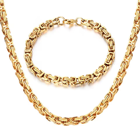 14k Plated Necklace & Bracelet Set