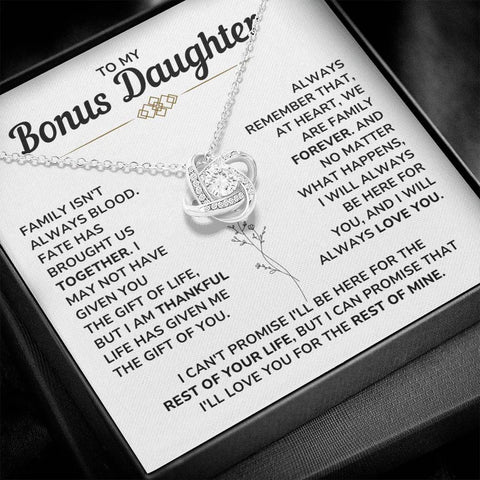 To My Bonus Daughter - "My Family Forever" Love Knot Necklace