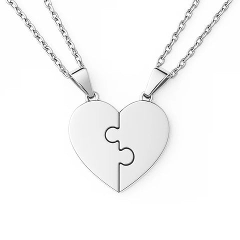 Custom Puzzle Name Heart Necklace